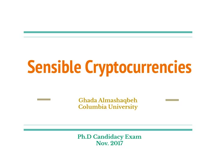 sensible cryptocurrencies