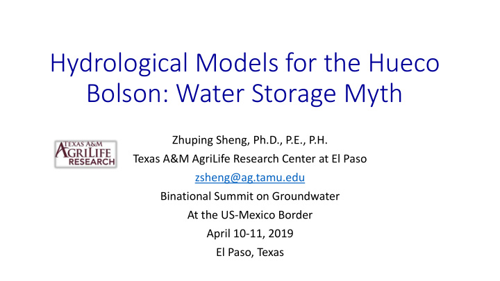 hydrological models for the hueco