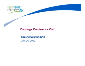 Earnings Conference Call  Second Quarter 2012  July 26, 2012  Cautionary Statements And Risk
