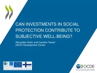 CAN INVESTMENTS IN SOCIAL  PROTECTION CONTRIBUTE TO  SUBJECTIVE WELL-BEING?  Alexandre Kolev and