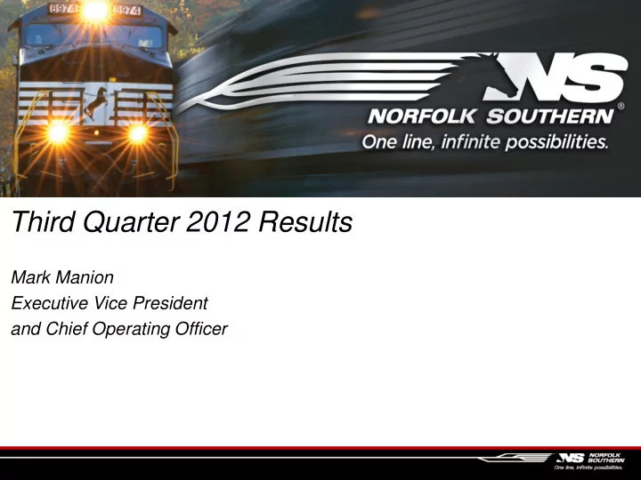 third quarter 2012 results