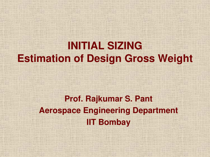 initial sizing estimation of design gross weight