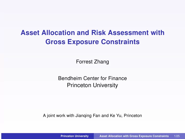 asset allocation and risk assessment with gross exposure