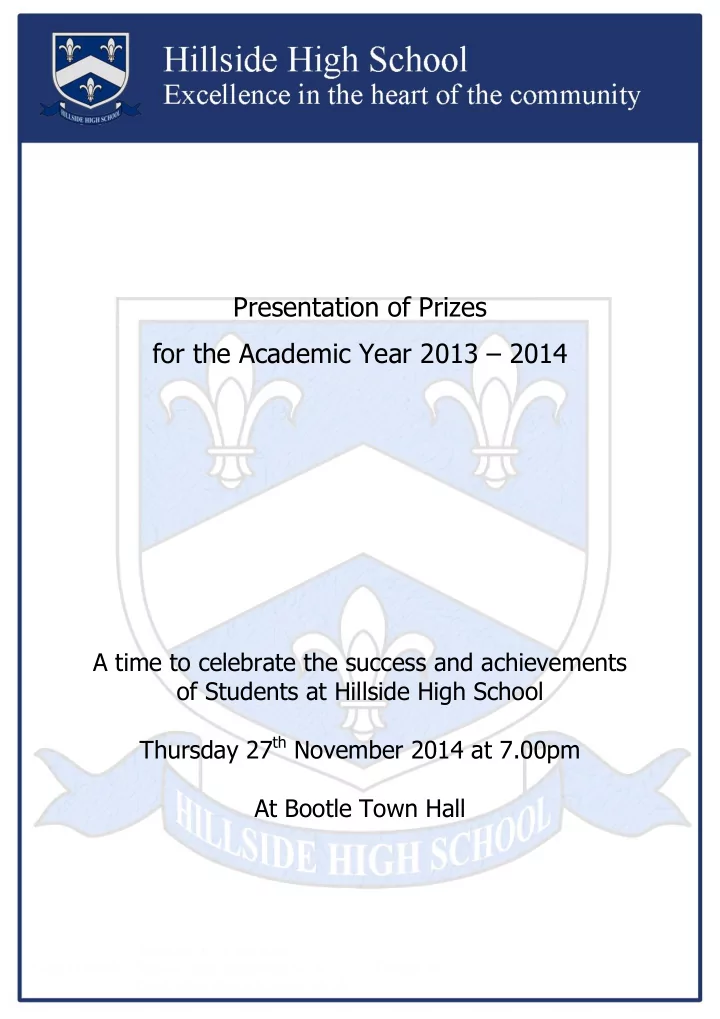presentation of prizes for the academic year 2013 2014 a