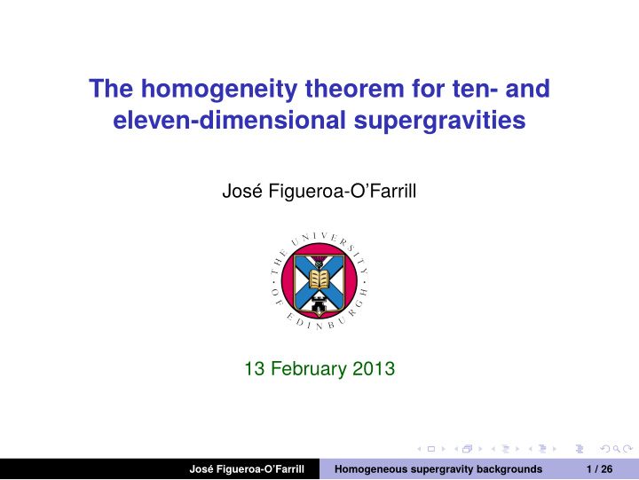 the homogeneity theorem for ten and eleven dimensional
