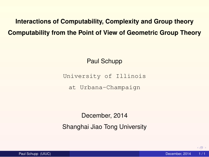 interactions of computability complexity and group theory