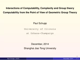 Interactions of Computability, Complexity and Group theory  Computability from the Point of View of