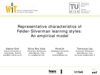Representative characteristics of  Felder-Silverman learning styles:  An empirical model  Sabine