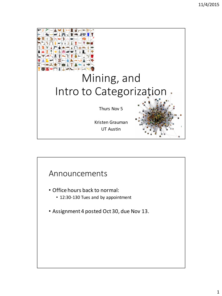 mining and intro to categorization