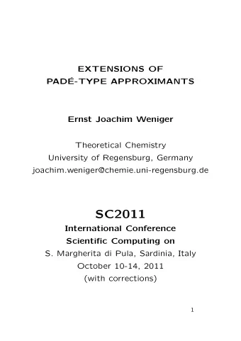 SC2011  International Conference  Scientific Computing on  S. Margherita di Pula, Sardinia, Italy