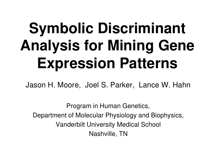 symbolic discriminant analysis for mining gene expression