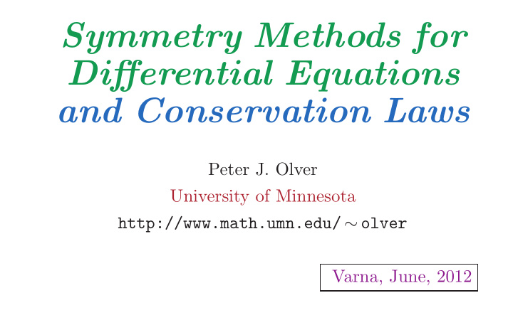 symmetry methods for differential equations and