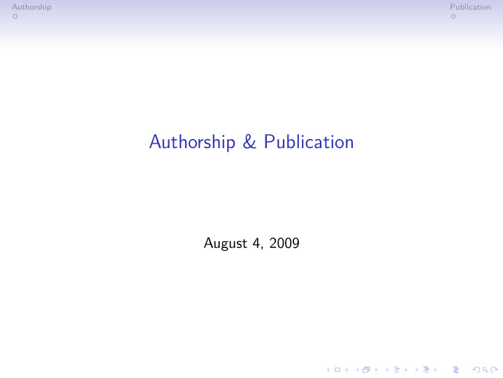 authorship publication