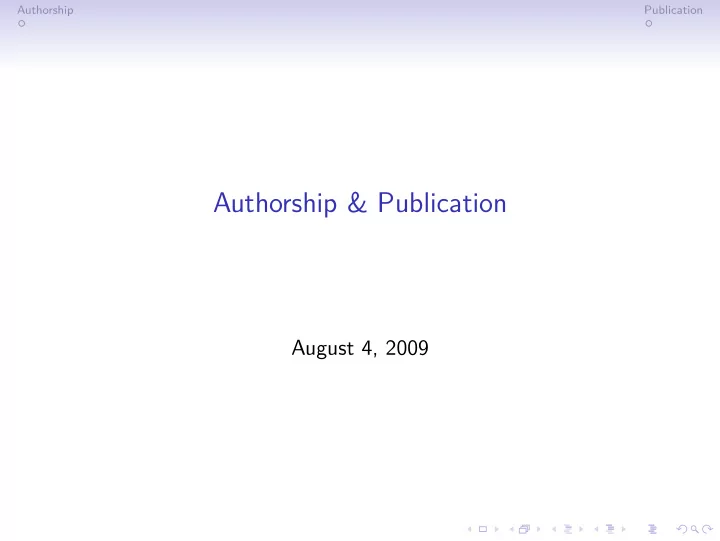 authorship publication