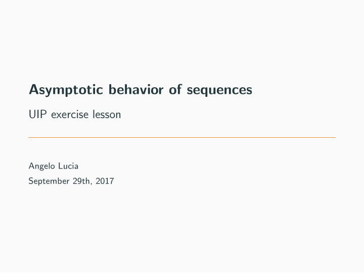 asymptotic behavior of sequences