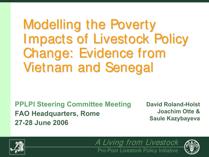 modelling the poverty modelling the poverty impacts of