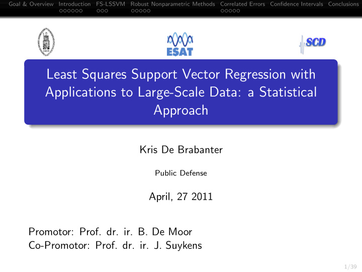 least squares support vector regression with applications