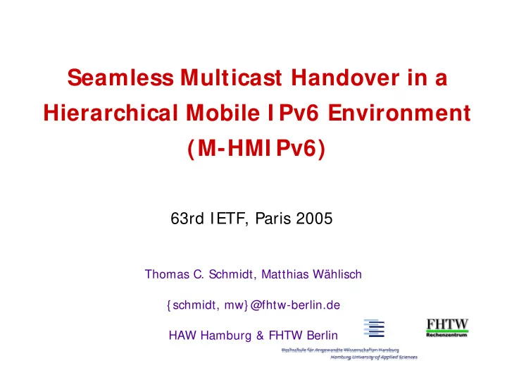 seamless multicast handover in a hierarchical mobile i