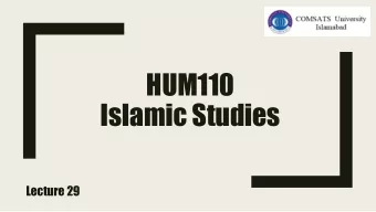 HUM110  Islamic Studies Lecture 2 9  Islamic Studies Lesson 8: EFFECTS OF SINS  Invisible  Visible