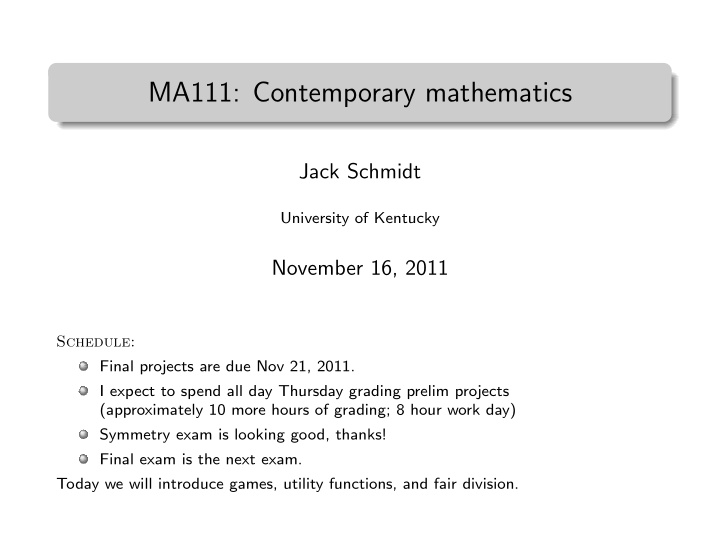 ma111 contemporary mathematics