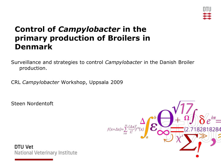 control of campylobacter in the primary production of