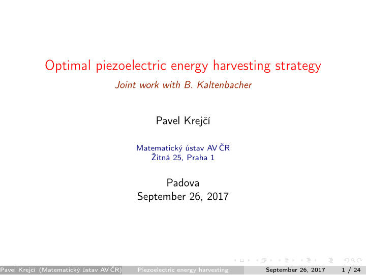 optimal piezoelectric energy harvesting strategy