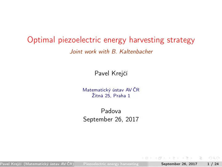 optimal piezoelectric energy harvesting strategy