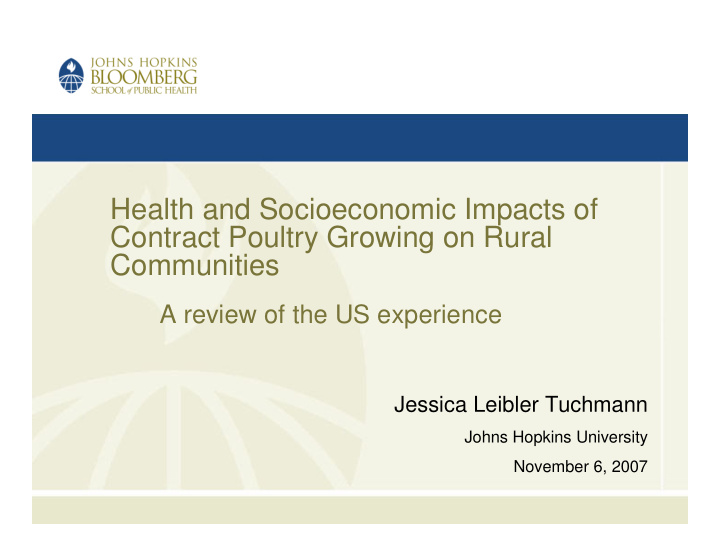 health and socioeconomic impacts of contract poultry