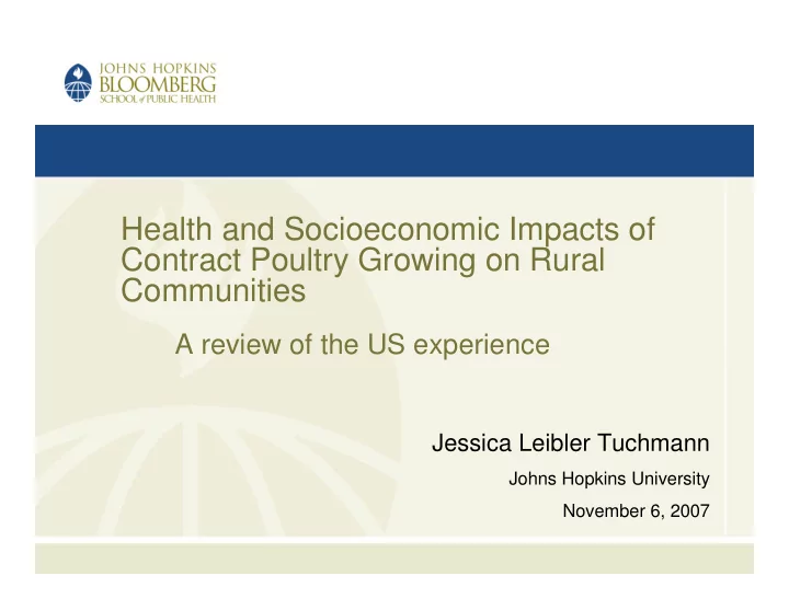 health and socioeconomic impacts of contract poultry