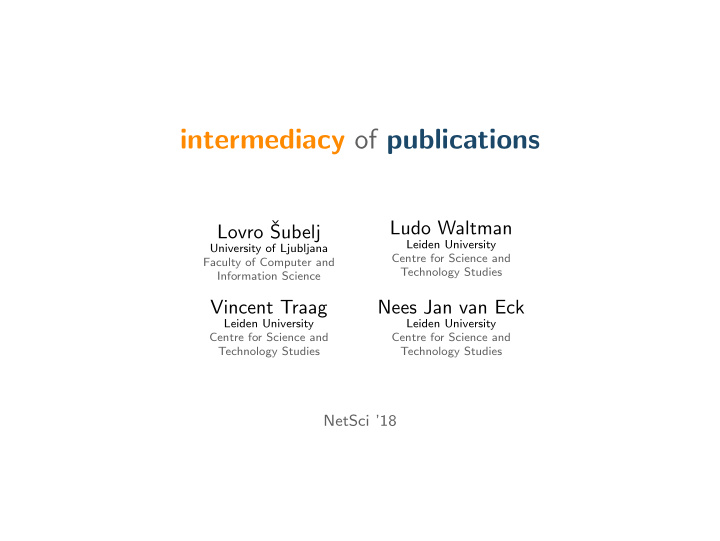 intermediacy of publications