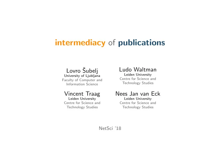 intermediacy of publications