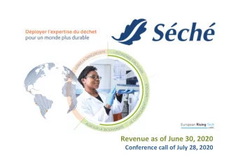 Revenue as of June 30, 2020  Conference call of July 28, 2020  Limited impact of the COVID-19