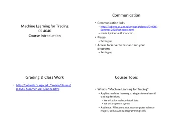 Communication  Communication links:  Machine Learning for Trading