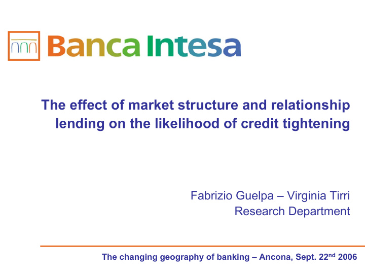 the effect of market structure and relationship lending