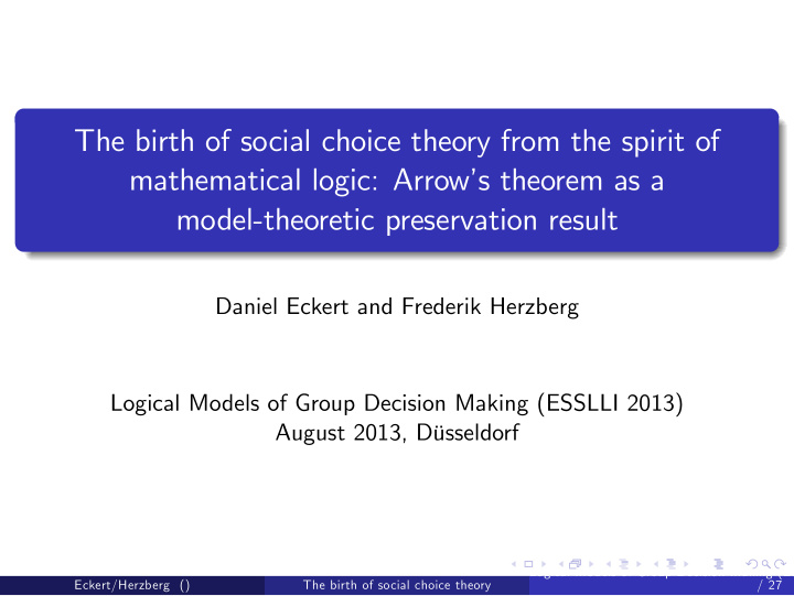 the birth of social choice theory from the spirit of