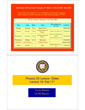 Physics 2D Lecture  Slides Lecture 18: Feb 11 th  Vivek Sharma  UCSD Physics  Non-repeating wave