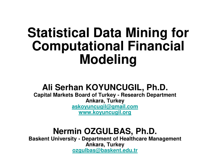 statistical data mining for