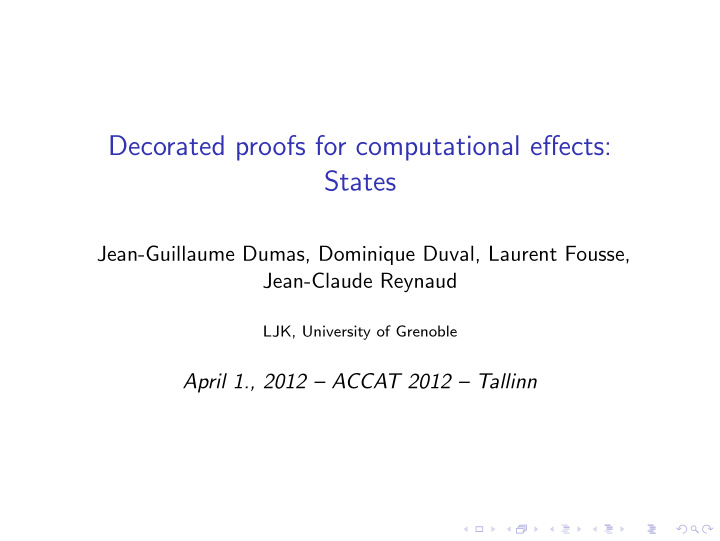 decorated proofs for computational effects states