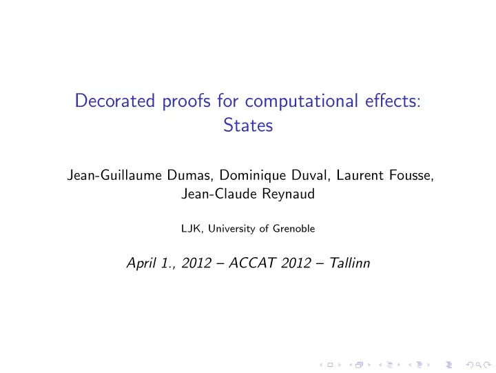 decorated proofs for computational effects states
