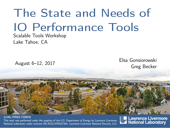 the state and needs of io performance tools