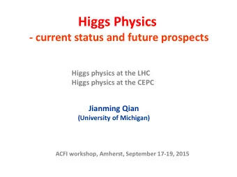 Higgs Physics  - current status and future prospects  Higgs physics at the LHC  Higgs physics at