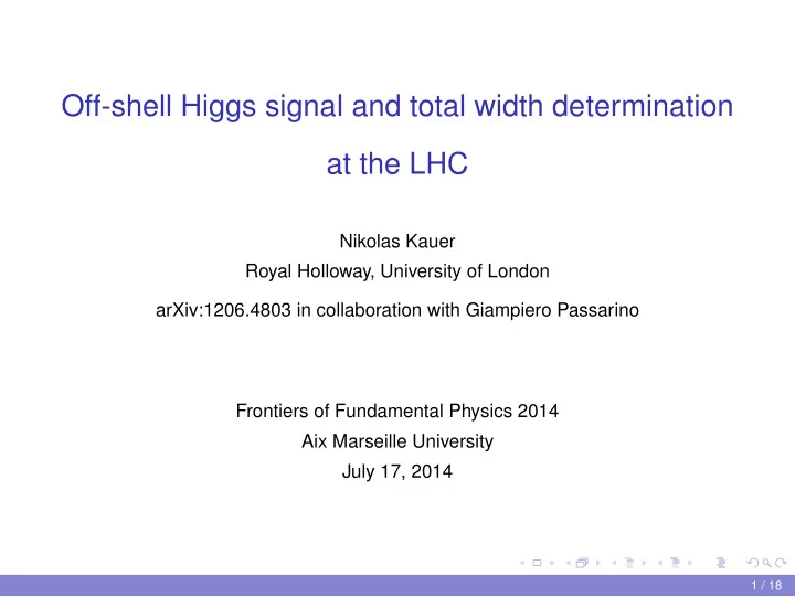 off shell higgs signal and total width determination at