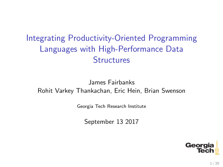 integrating productivity oriented programming languages