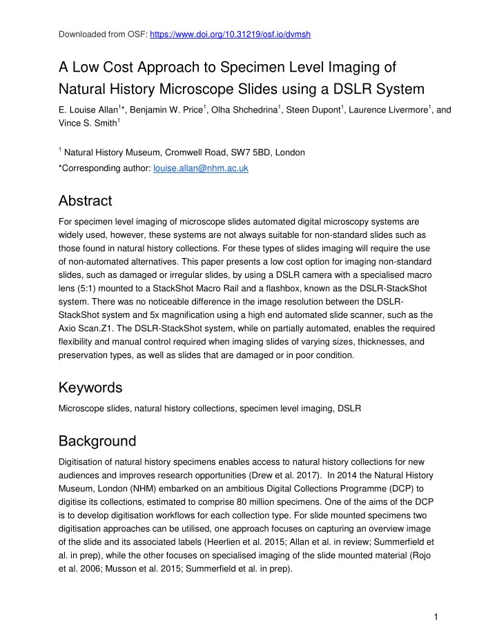 a low cost approach to specimen level imaging of natural