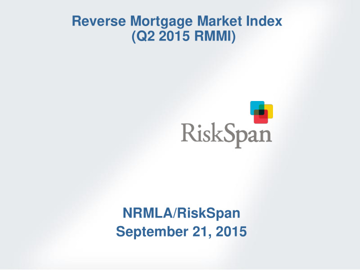reverse mortgage market index