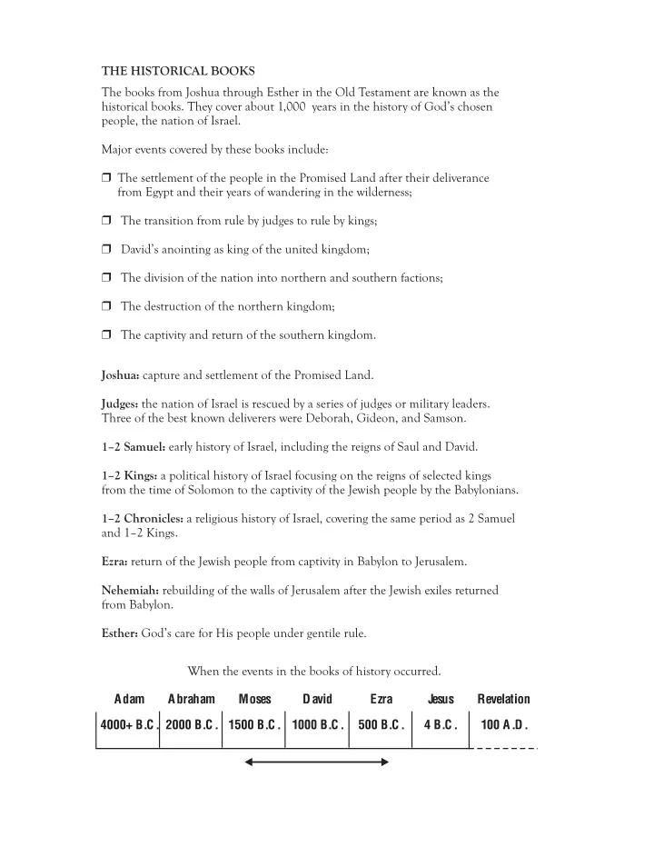 the historical books the books from joshua through esther