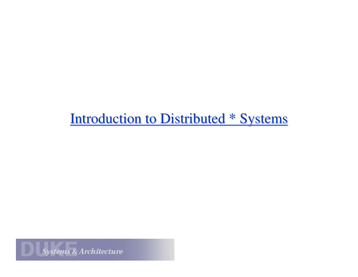 introduction to distributed systems introduction to