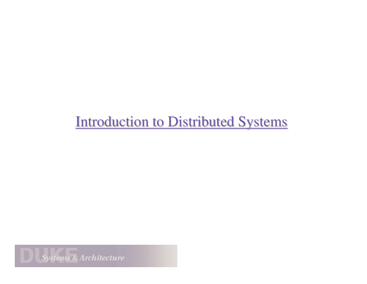 introduction to distributed systems introduction to