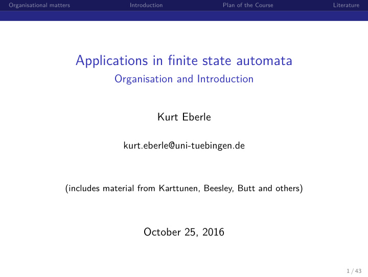 applications in finite state automata