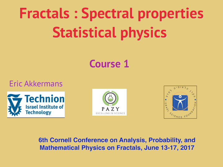 fractals spectral properties statistical physics